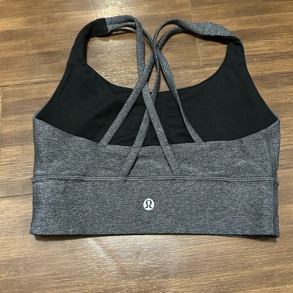Lululemon Energy Bra *Long Line Heathered Black W2AV1S luxtreme material size 4 - Picture 3 of 5